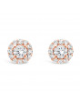 Diamond Cluster Earrings With A Centre Round Brilliant Cut Diamond Set in 18ct Rose Gold. Tdw 0.40ct